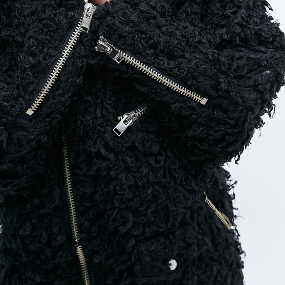 UNIF poodle moto jacket in black - Picture 6 of 7
